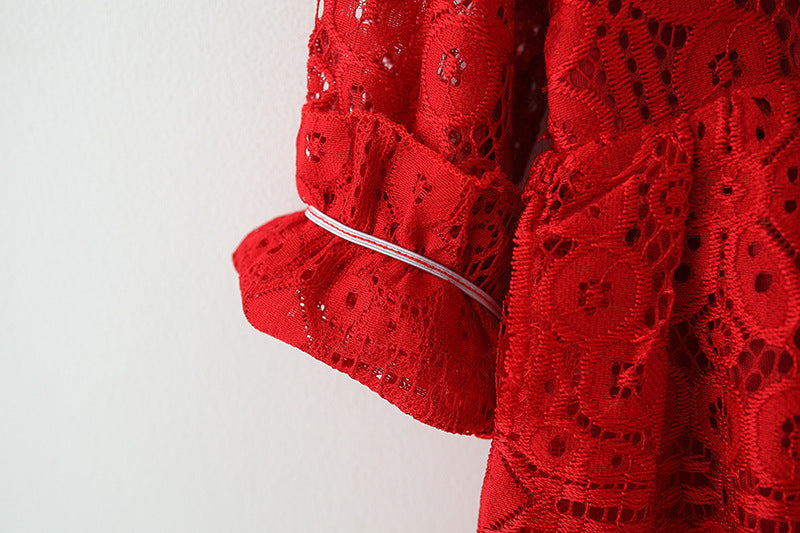 Doll Collar Long Sleeve Lace Baby Dress.