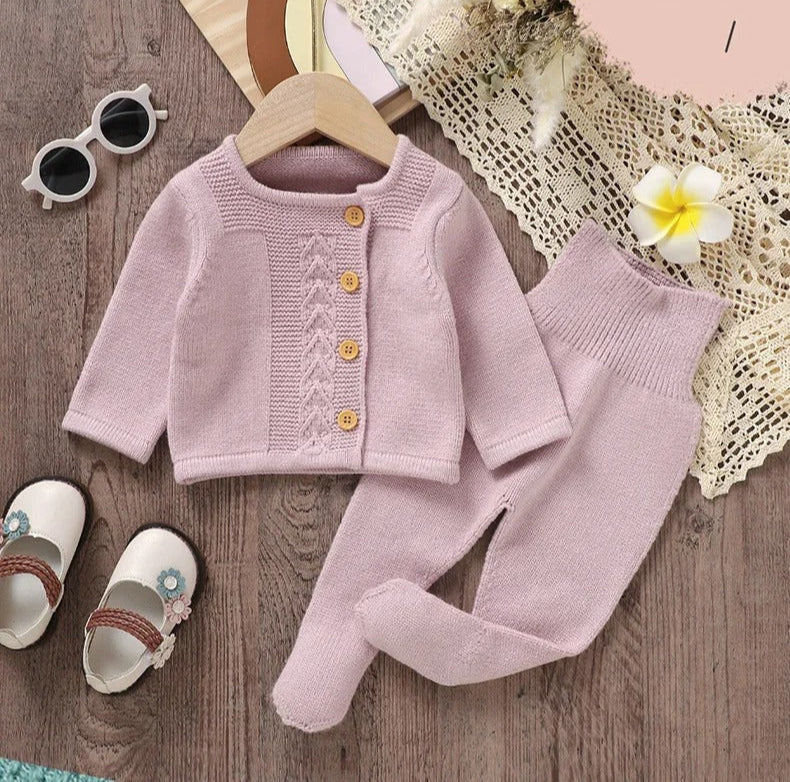 Baby Clothes Set Knit, warm Infant Sweater, Trousers, Leggings, Autumn.