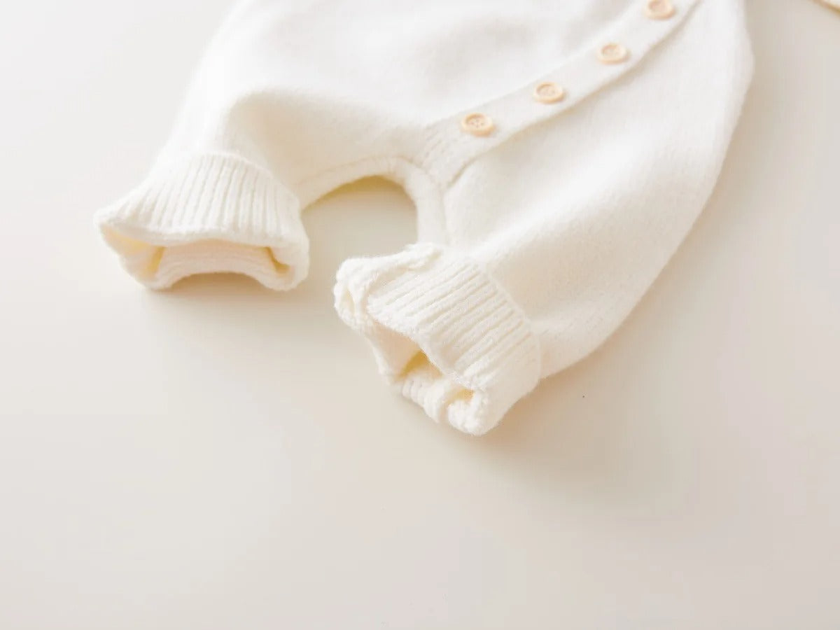 Full Sleeve Knitted Newborn Infant Boys Girls Jumpsuits Hats Outfits Sets