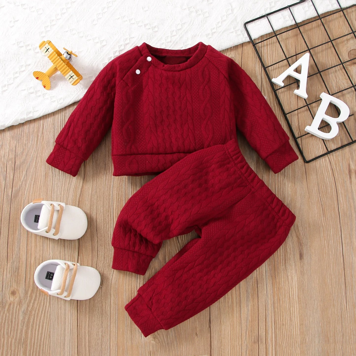 7 Colors Newborn Baby Girl Boy Clothes Set Solid Color Long Sleeves Top+Pants.
