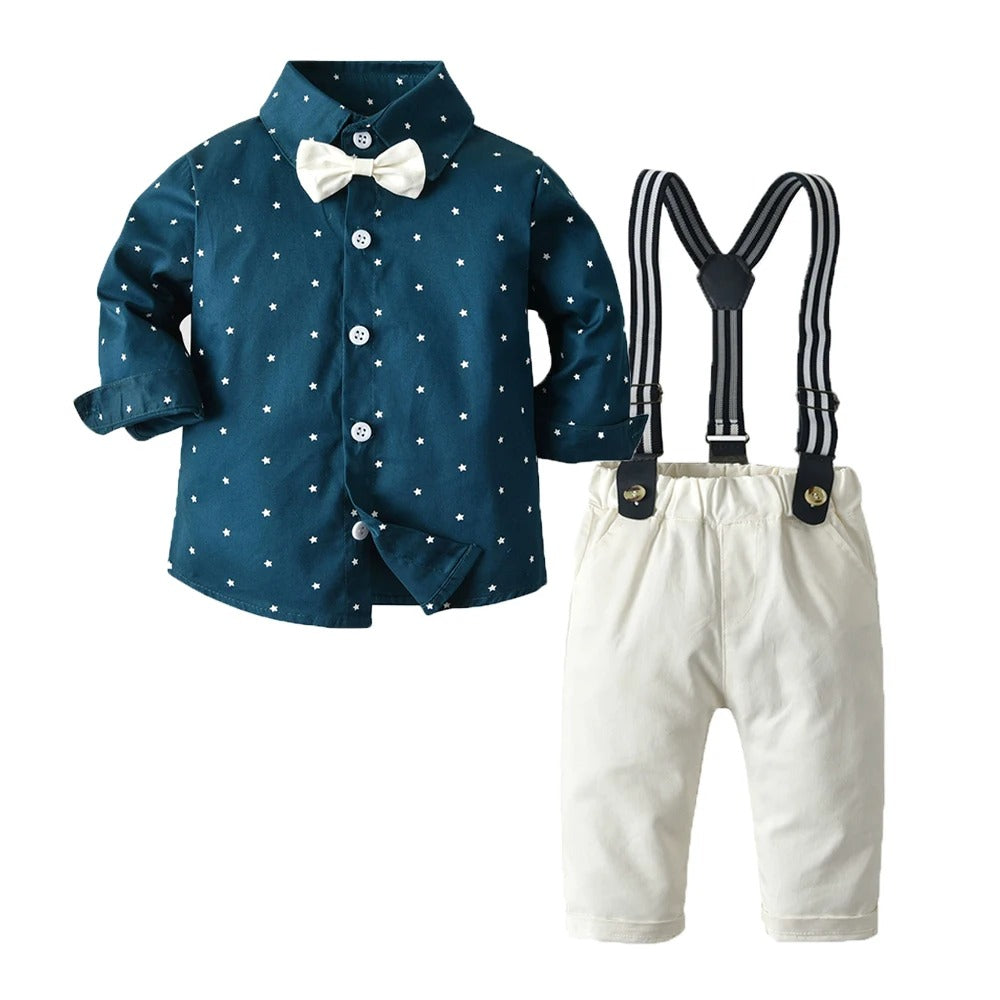 Long Sleeve Romper+Suspenders Pants