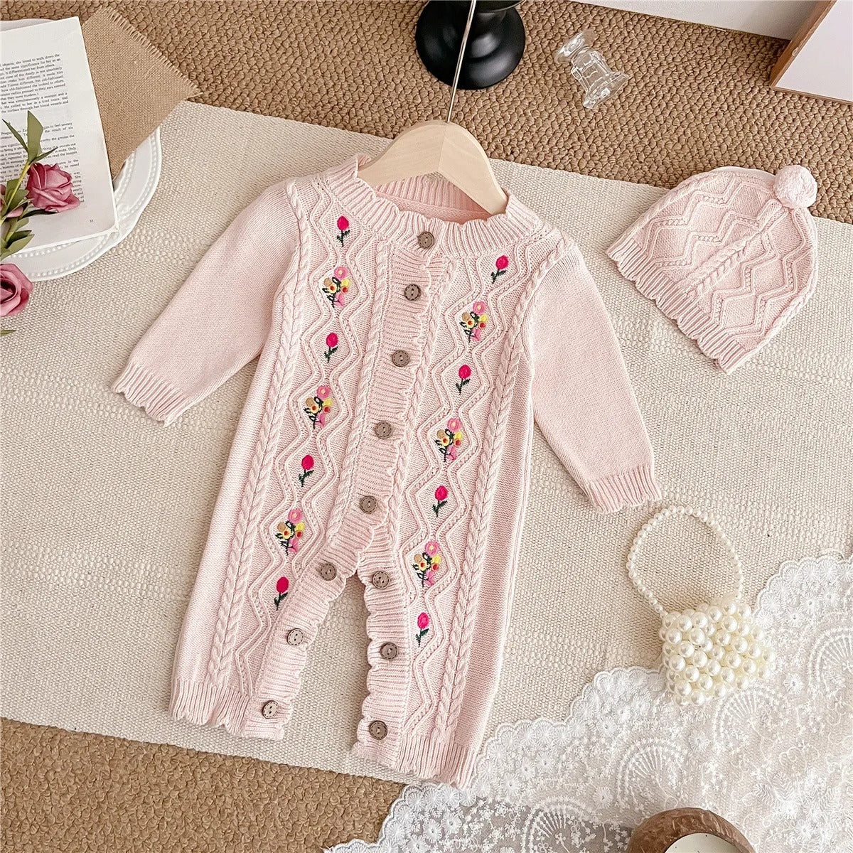 Long Sleeve Onesie with Hat Spring Autumn Clothes for Crawling And Outdoor Activities