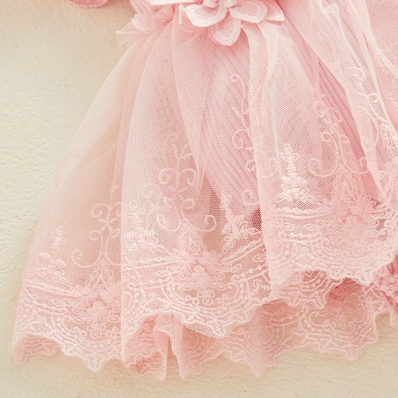 Baby Tulle Dress Romper Flowers Bodysuit Spring Summer Festival Clothes with Headband