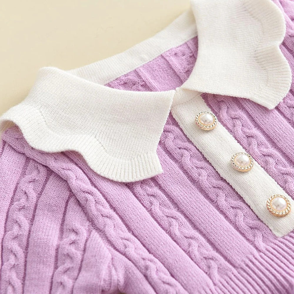 Knitting Wool Long Sleeve Dress Girls