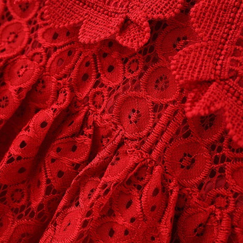 Doll Collar Long Sleeve Lace Baby Dress.