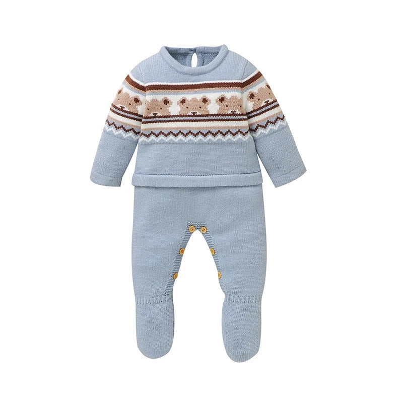 Cute Bears Newborn Boys Girls Jumpsuit Long Sleeve Foot Wrap.
