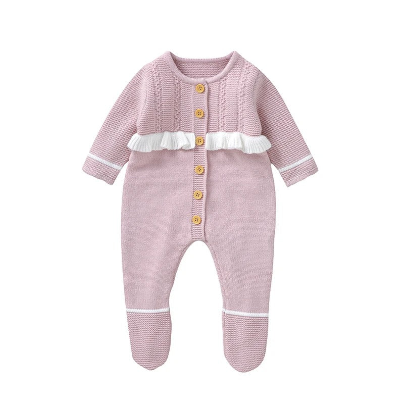 Fashion Ruffles Newborn Girls Jumpsuit Long Sleeve Overall Autumn Pantyhose Warm