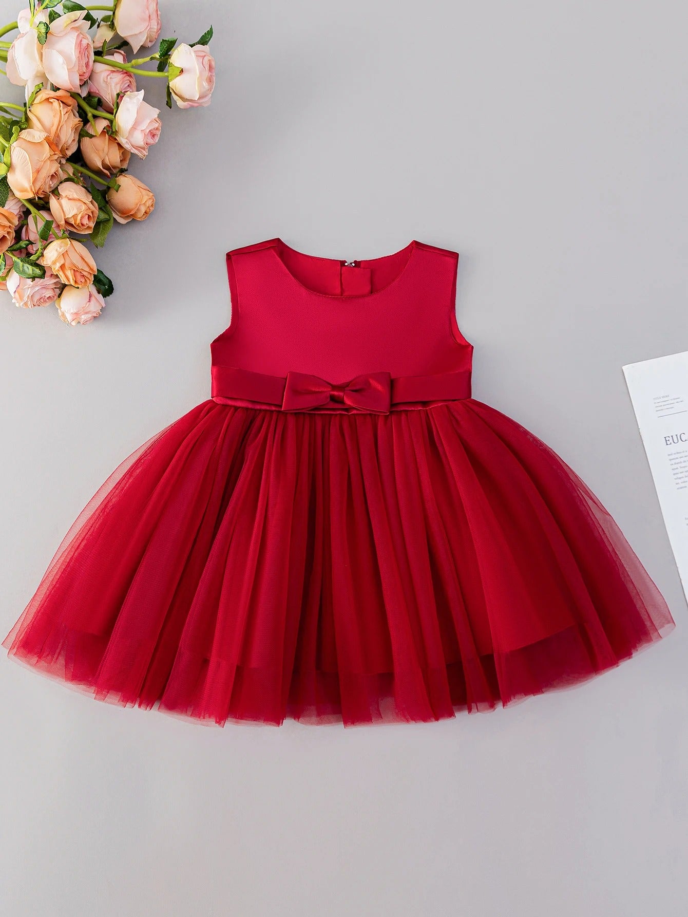 Wine Red Puffy Skirt for Baby