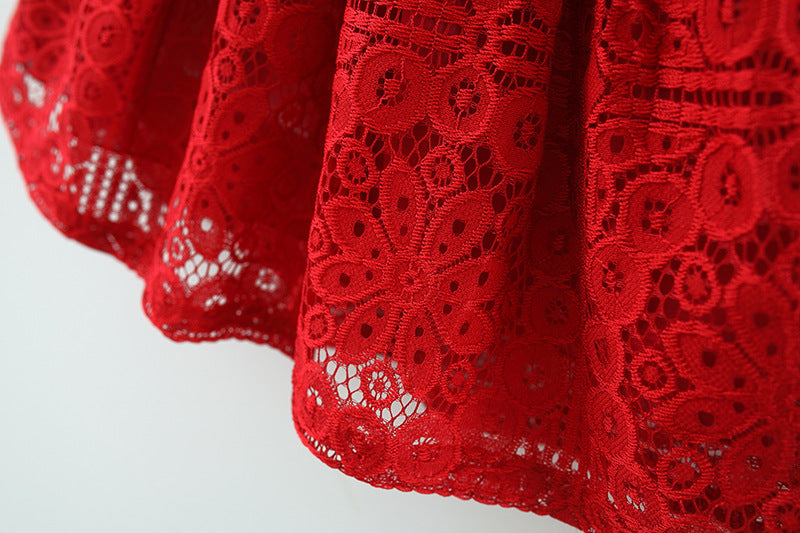 Doll Collar Long Sleeve Lace Baby Dress.