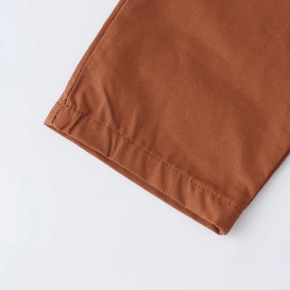 Set Solid Cotton Shirt with Pants Kid Suspender