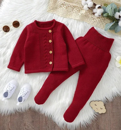 Baby Clothes Set Knit, warm Infant Sweater, Trousers, Leggings, Autumn.