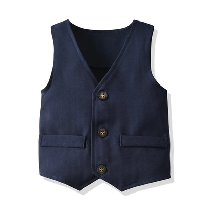 Boys Wedding Suits Striped Vest + White Shirt + Pants
