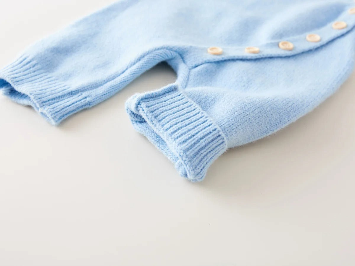 Full Sleeve Knitted Newborn Infant Boys Girls Jumpsuits Hats Outfits Sets