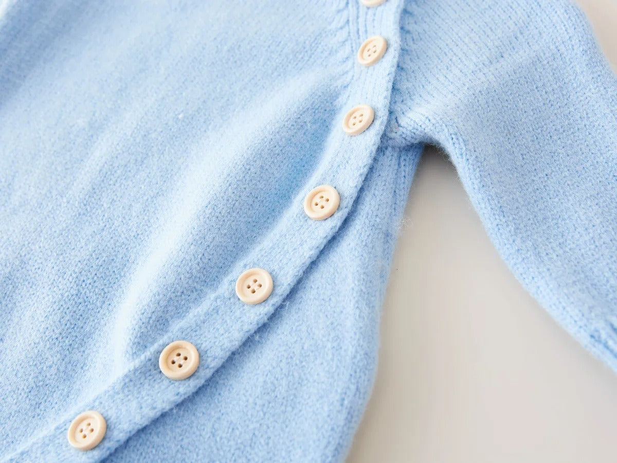 Full Sleeve Knitted Newborn Infant Boys Girls Jumpsuits Hats Outfits Sets