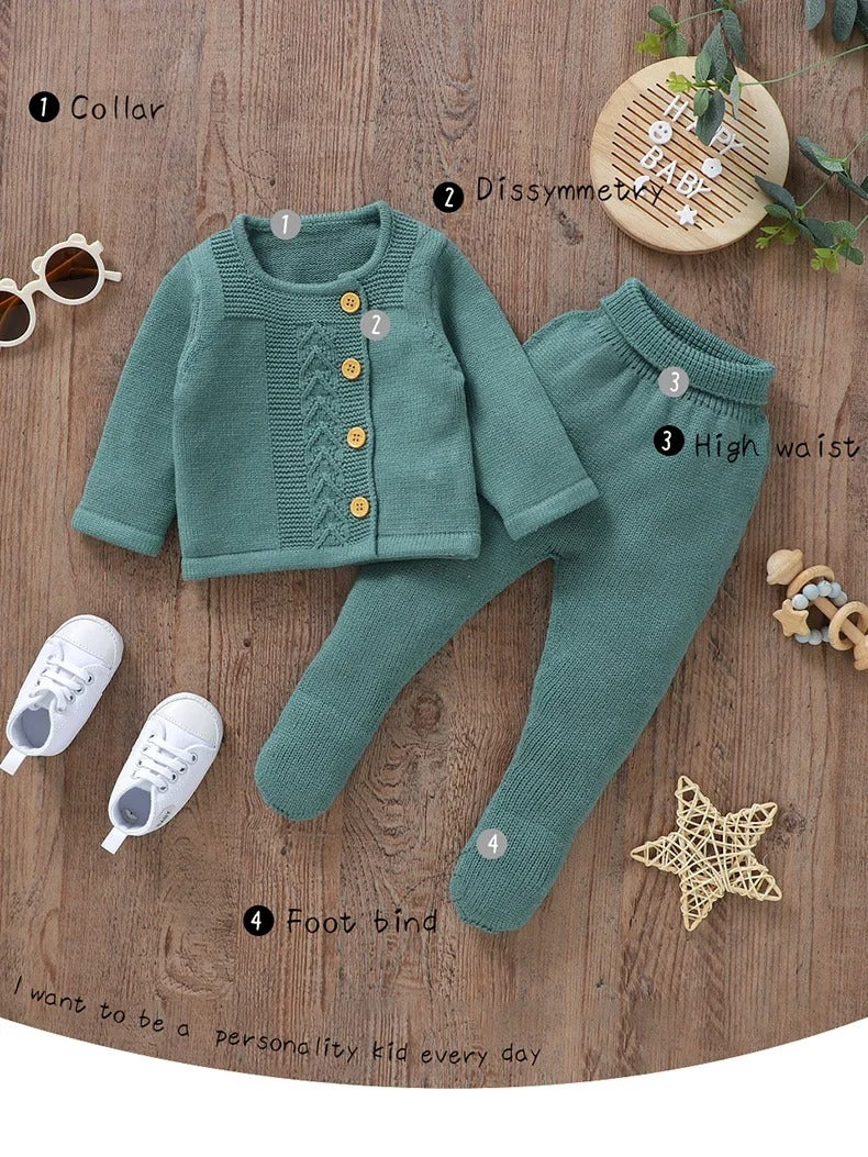 Baby Clothes Set Knit, warm Infant Sweater, Trousers, Leggings, Autumn.