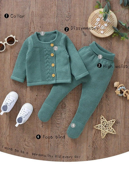 Baby Clothes Set Knit, warm Infant Sweater, Trousers, Leggings, Autumn.