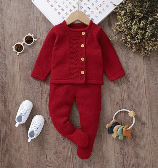 Baby Clothes Set Knit, warm Infant Sweater, Trousers, Leggings, Autumn.