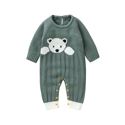 Baby Romper Knit Cute Cartoon Bear Newborn Girl Boy