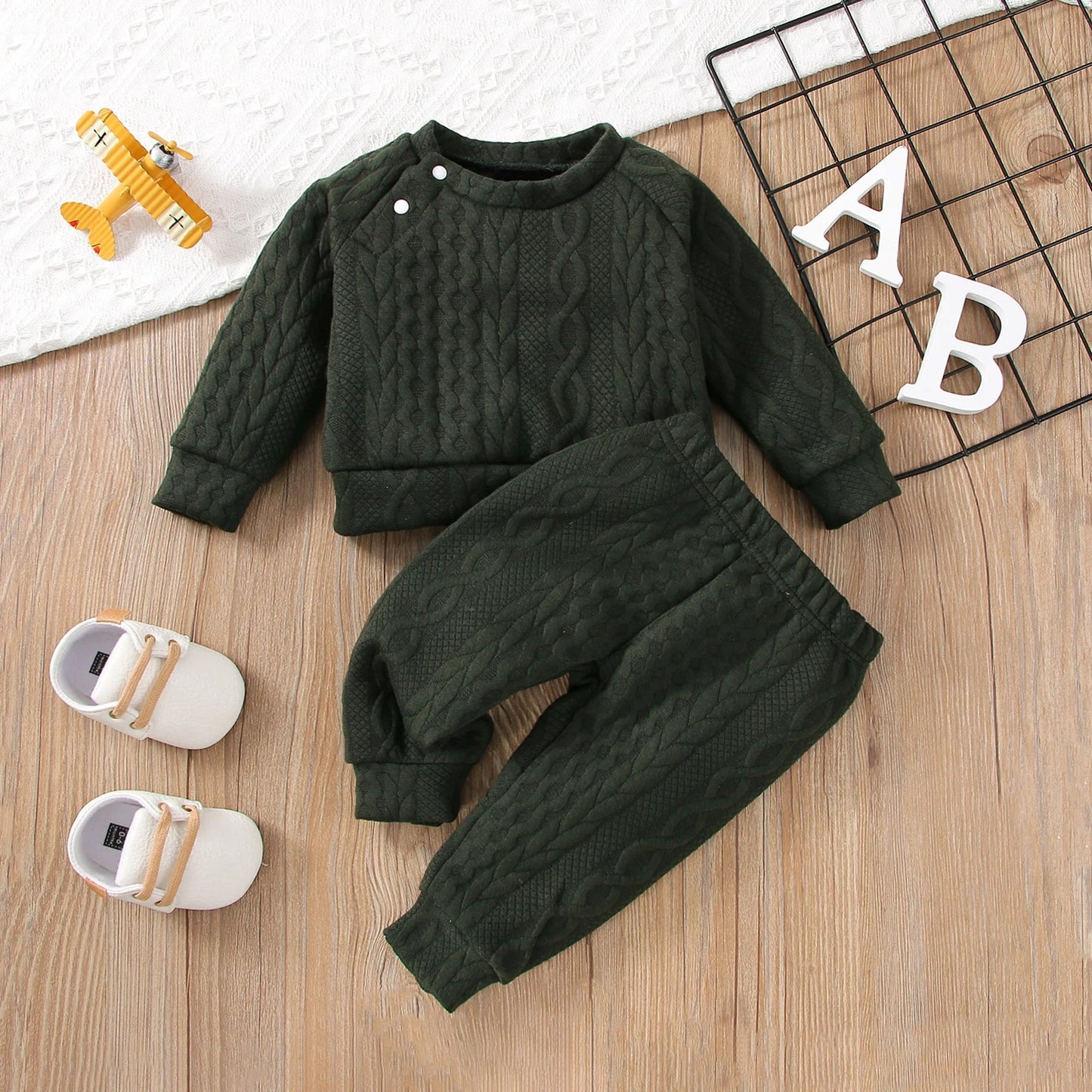 7 Colors Newborn Baby Girl Boy Clothes Set Solid Color Long Sleeves Top+Pants.