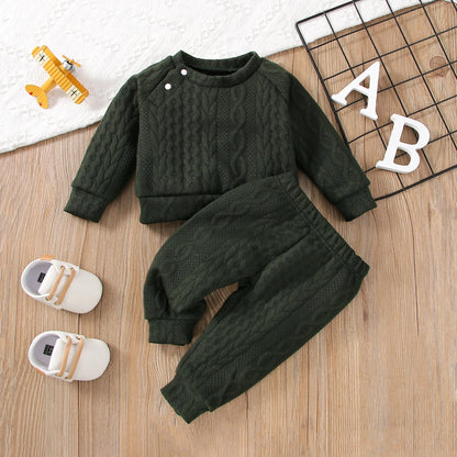 7 Colors Newborn Baby Girl Boy Clothes Set Solid Color Long Sleeves Top+Pants.