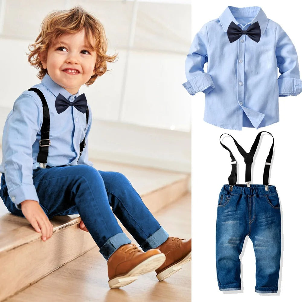 Boys Wedding Suits Striped Vest + White Shirt + Pants
