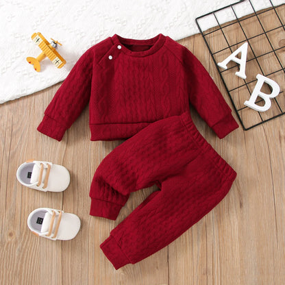 7 Colors Newborn Baby Girl Boy Clothes Set Solid Color Long Sleeves Top+Pants.
