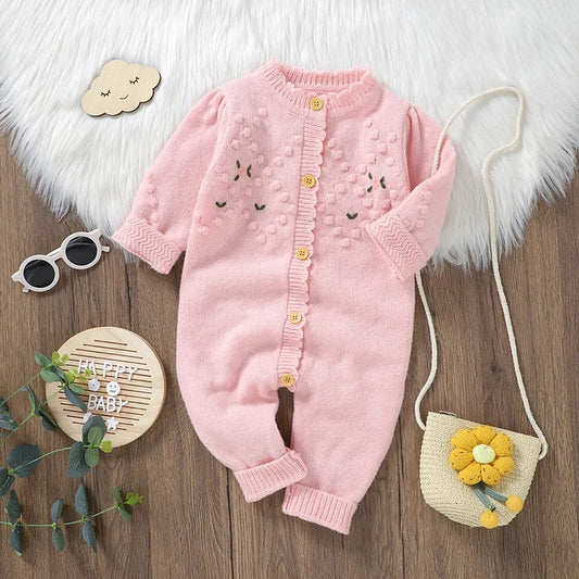 Newborn Baby Romper Knitted Infant Girl Jumpsuit Long Sleeve