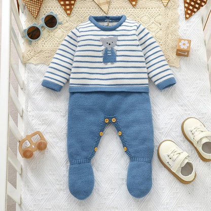 Baby Knit Rompers One Piece Cartoon Bear Newborn.