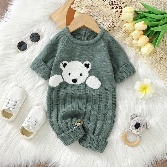 Baby Romper Knit Cute Cartoon Bear Newborn Girl Boy