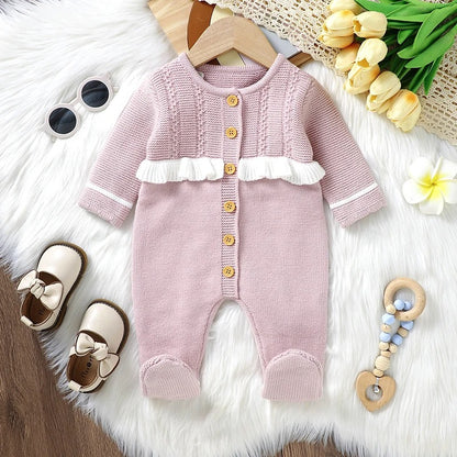 Fashion Ruffles Newborn Girls Jumpsuit Long Sleeve Overall Autumn Pantyhose Warm