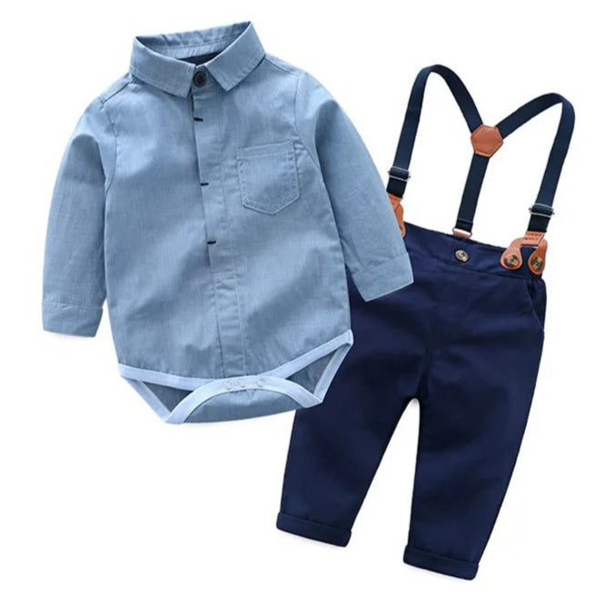 Long Sleeve Romper+Suspenders Pants
