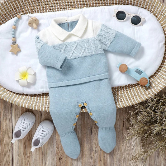 Newborn Baby Romper Knitted Long Sleeve Autumn Foot Wrap.