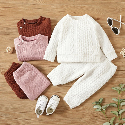 7 Colors Newborn Baby Girl Boy Clothes Set Solid Color Long Sleeves Top+Pants.