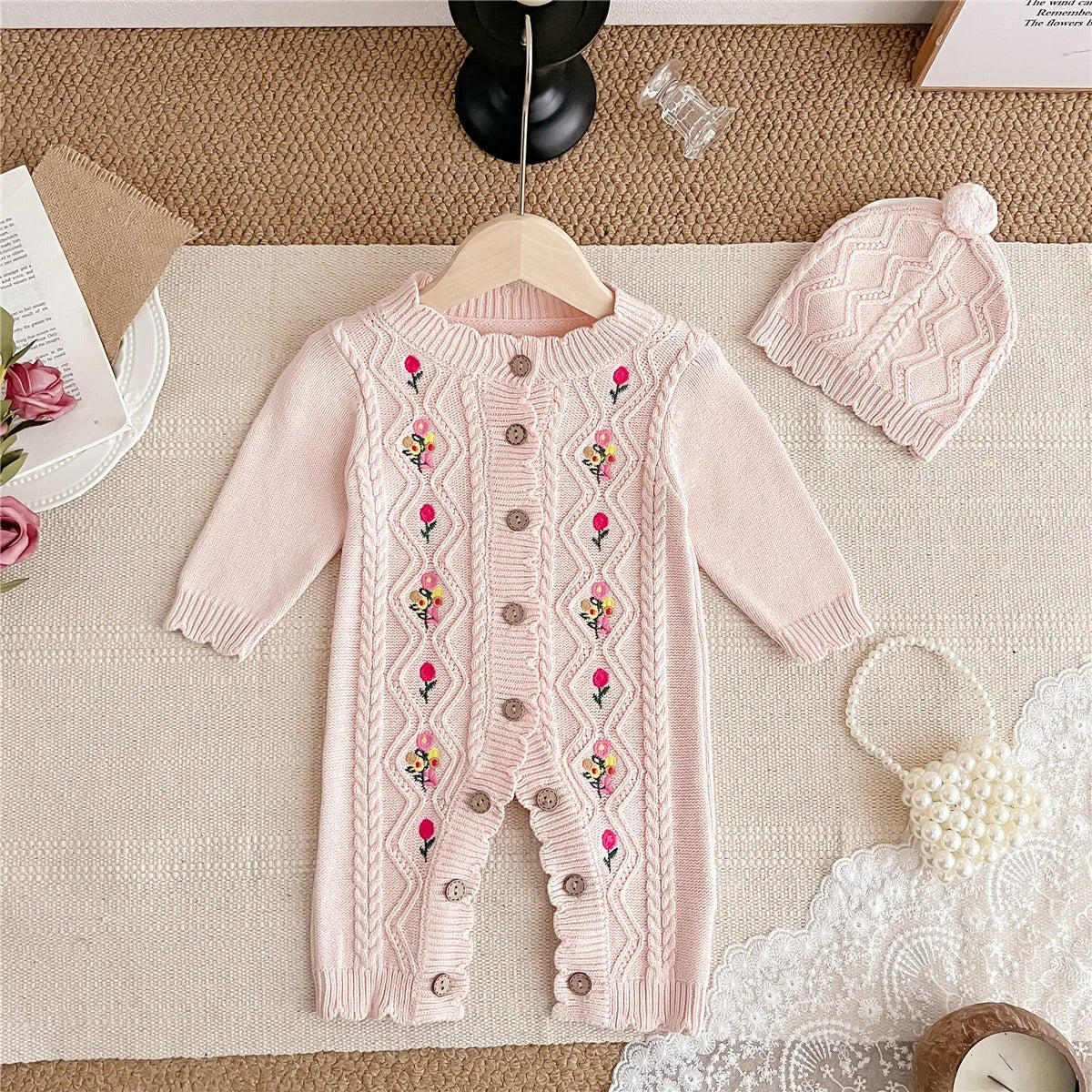 Long Sleeve Onesie with Hat Spring Autumn Clothes for Crawling And Outdoor Activities