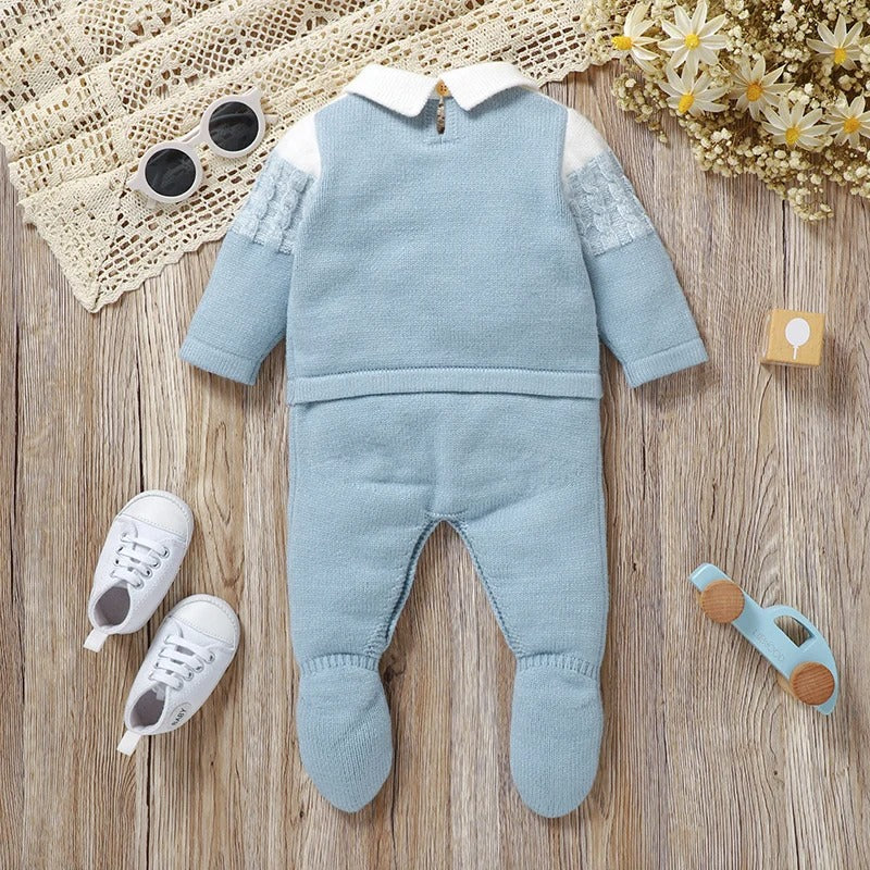 Newborn Baby Romper Knitted Long Sleeve Autumn Foot Wrap.