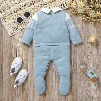 Newborn Baby Romper Knitted Long Sleeve Autumn Foot Wrap.