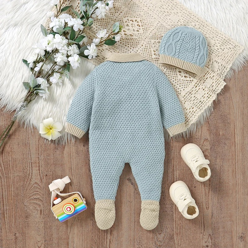 Overalls Boy Girl Jumpsuit Long Sleeve Autumn Foot Wrap Warm
