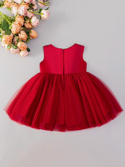 Wine Red Puffy Skirt for Baby