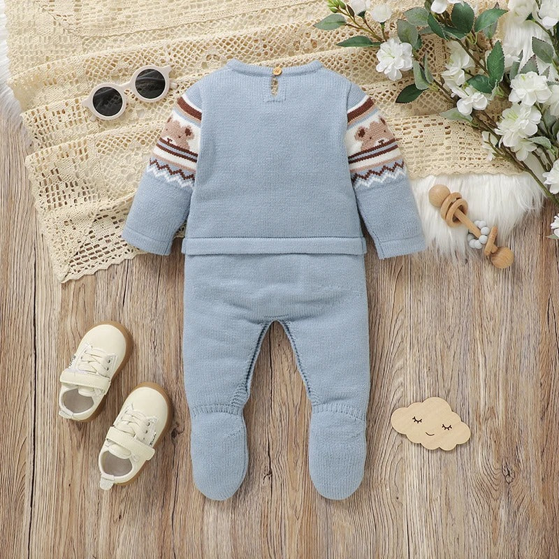 Cute Bears Newborn Boys Girls Jumpsuit Long Sleeve Foot Wrap.
