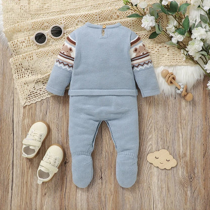 Cute Bears Newborn Boys Girls Jumpsuit Long Sleeve Foot Wrap.