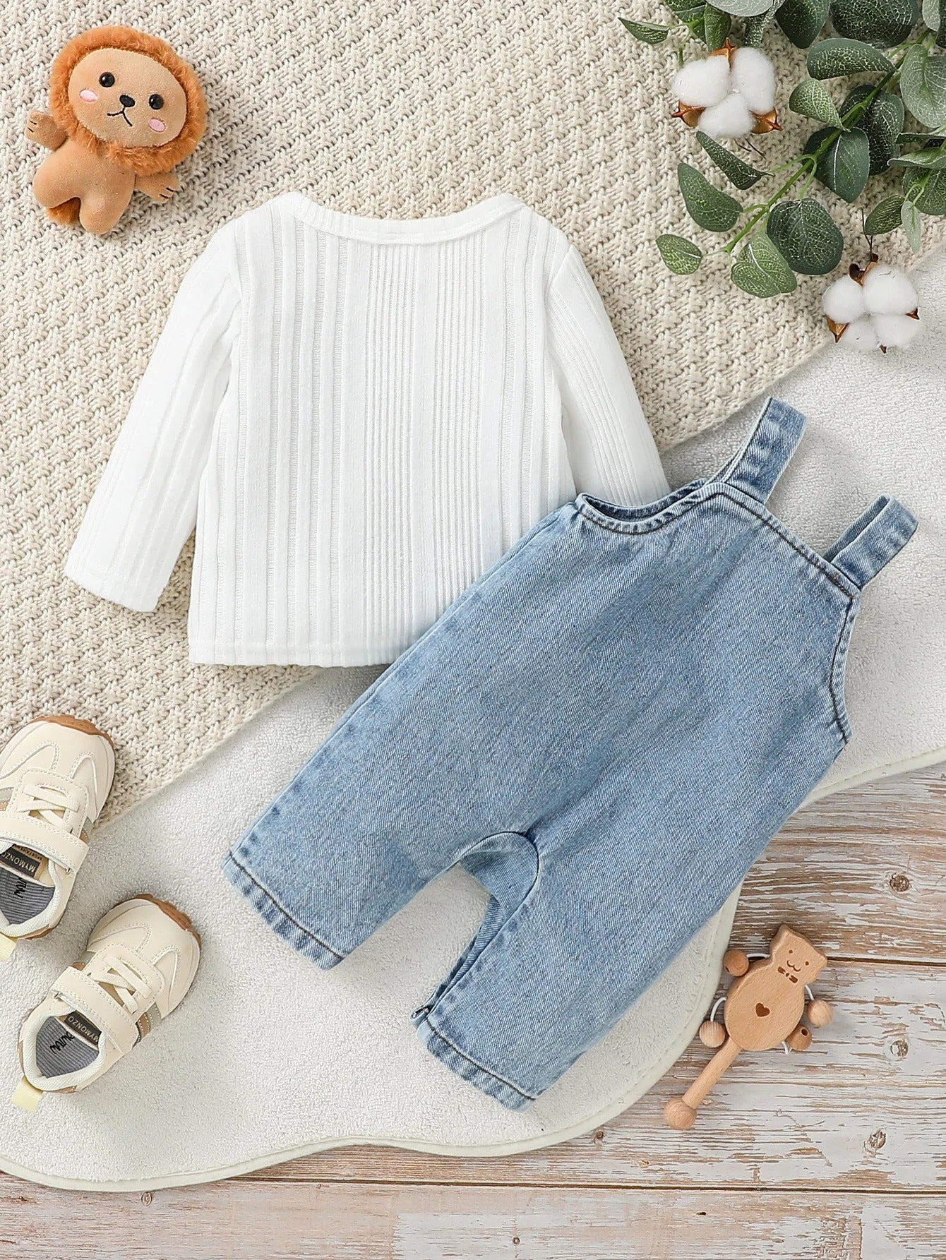 Long Sleeve Top & Rompers Jumper With Letter