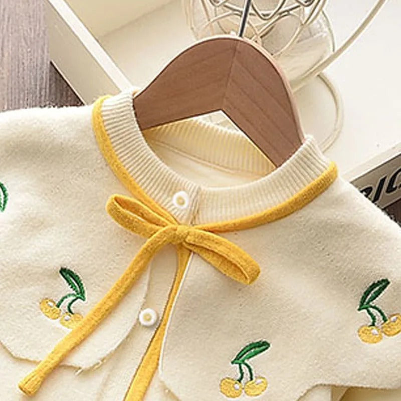 Long Sleeve Knitted Embroidery Sweater + Skirt
