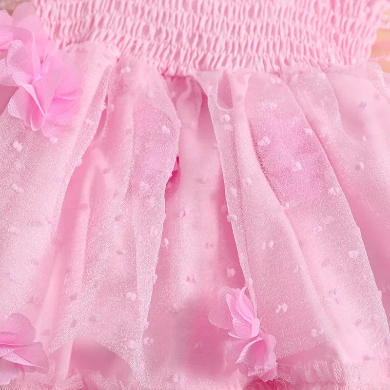 Toddler Baby Girls Romper Dress Flower Butterfly Tulle Skirt Hem Bodysuit Princess.
