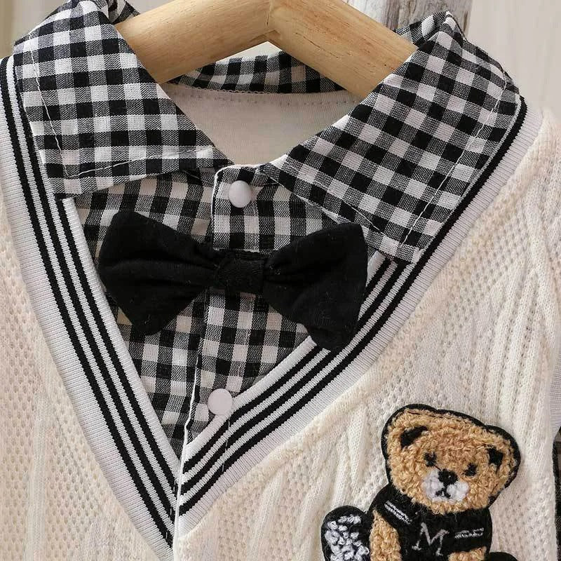One-Piece Baby Romper Knitted Cartoon Bear Baby Boys
