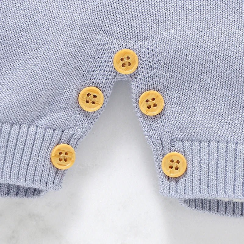 Cotton Knit Infant Jumpsuit Fashion Turn-down Collar.