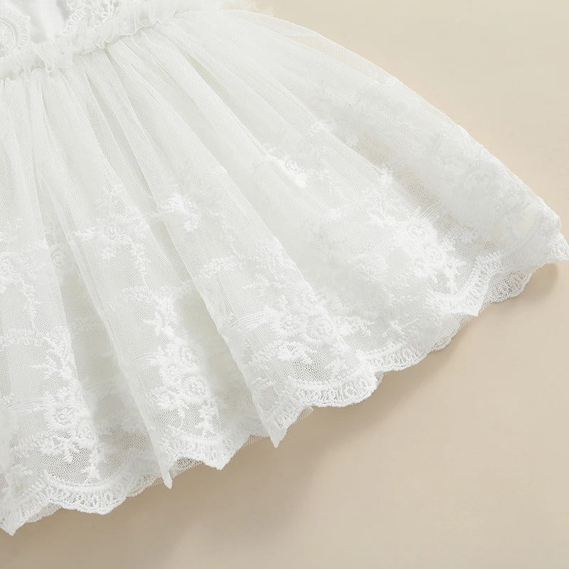 Baby Feathers Fly Sleeve Backless White Dress Summer Dress