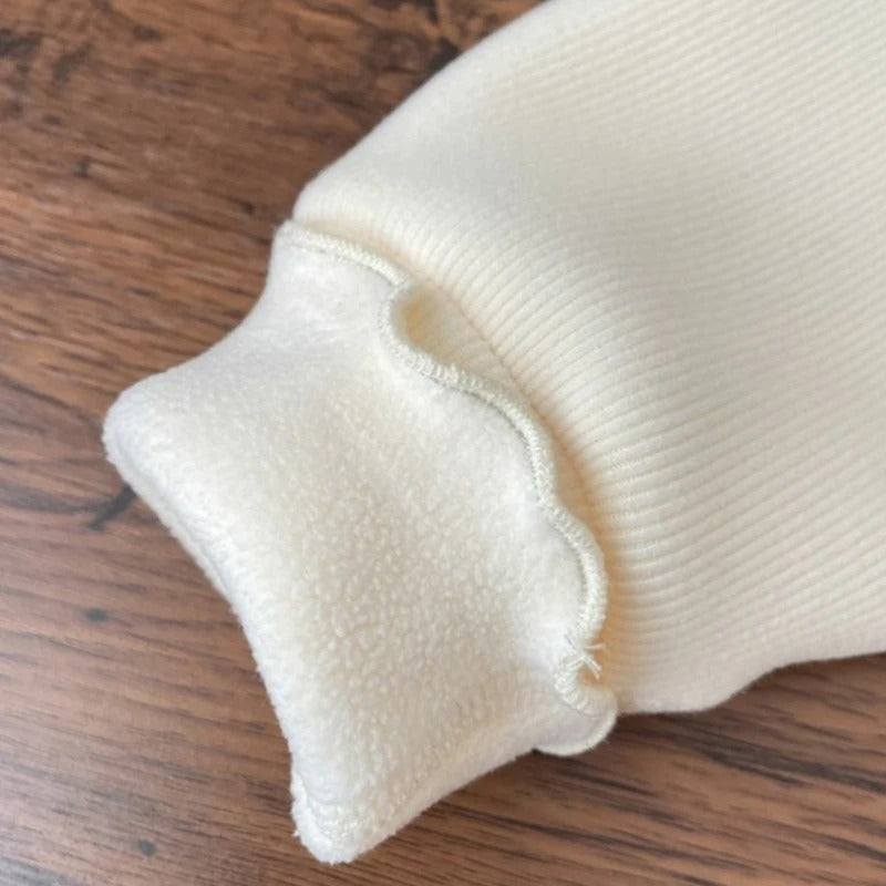 Warm Thickening Sweater Children Puff Sleeve Flower Embroidery Bottom