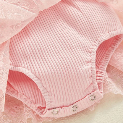 Baby Tulle Dress Romper Flowers Bodysuit Spring Summer Festival Clothes with Headband