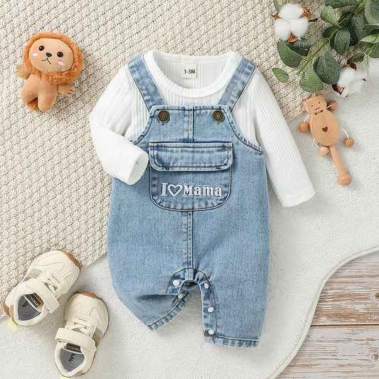 Long Sleeve Top & Rompers Jumper With Letter