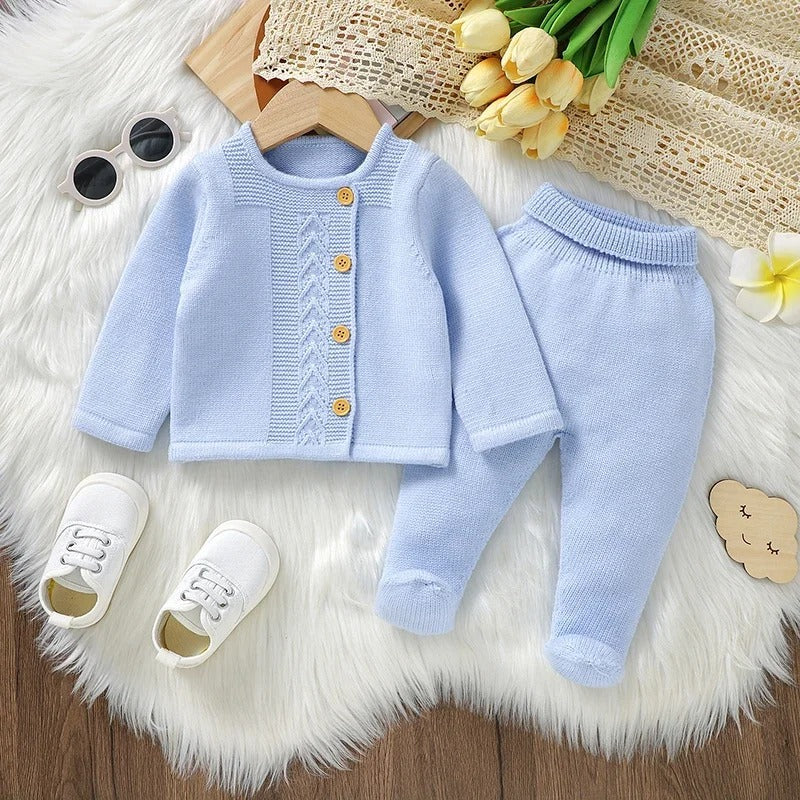 Baby Clothes Set Knit, warm Infant Sweater, Trousers, Leggings, Autumn.